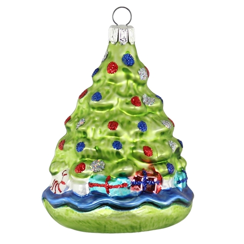 Authentic German Blown Glass Christmas Tree W/ Lights & Presents