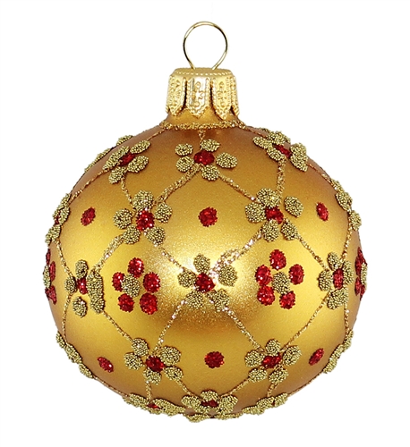 6cm Gold Metallic & Red Ball