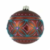 6cm Fiori Brown Christmas Ball Coffee w/ Teal Fuchsia