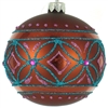 8cm Fiori Brown Christmas Ball Coffee w/ Teal Fuchsia