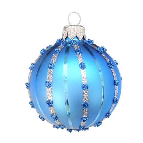 6cm Klara Series Light Blue Silver Ball Ornament