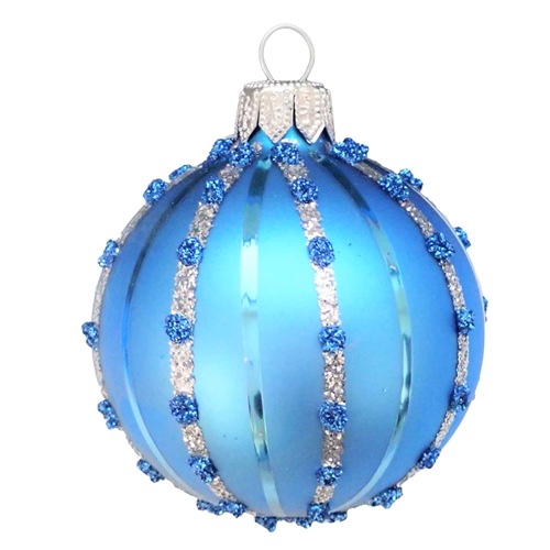 8cm Klara Series Light Blue Silver Ball Ornament