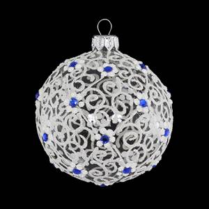 8cm Ball Lapis Blue & White Transparent