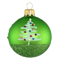 6cm Ball Merry Christmas! Apple Green
