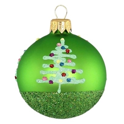 6cm Ball Merry Christmas! Apple Green