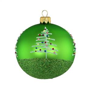 8cm Ball Merry Christmas! Apple Green