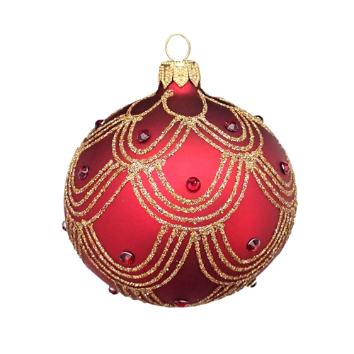 6cm Isabella Red Matt & Gold Ball