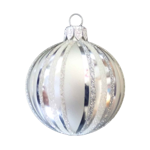 6cm Silver Linea Stripes Ball
