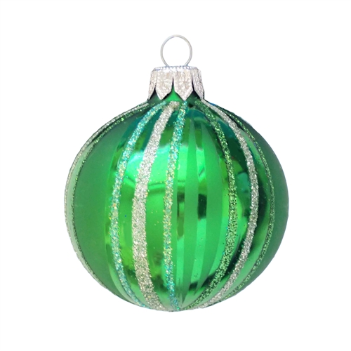 6cm Green Silver Linea Stripes Ball