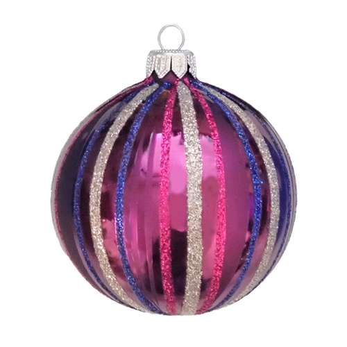 6cm Purple Fuchsia Linea Stripes Ball