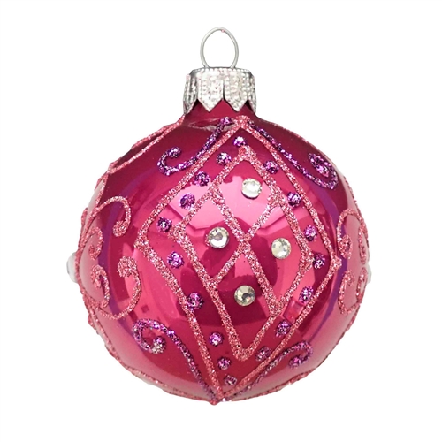 6cm Amalia Series Pink Crystal Ball Ornament