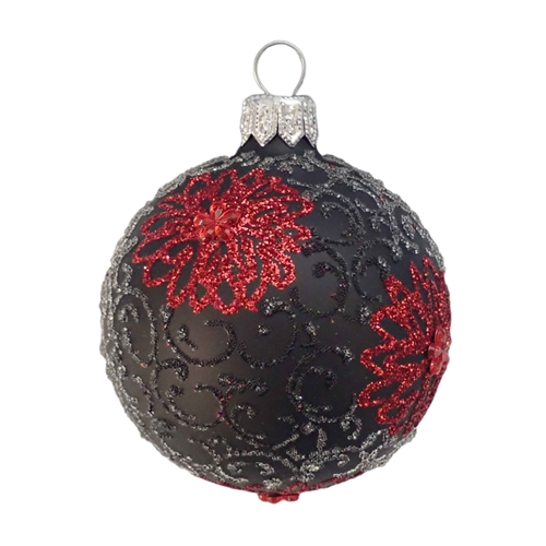 6cm Black & Red Mathilda X-mas Ball