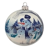 10cm Handpainted, Blown Glass Ball With Snowman & Winter Scene