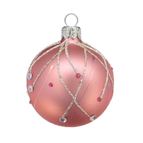 6cm Finja Lachsfarben Blown Glass Pink Ball