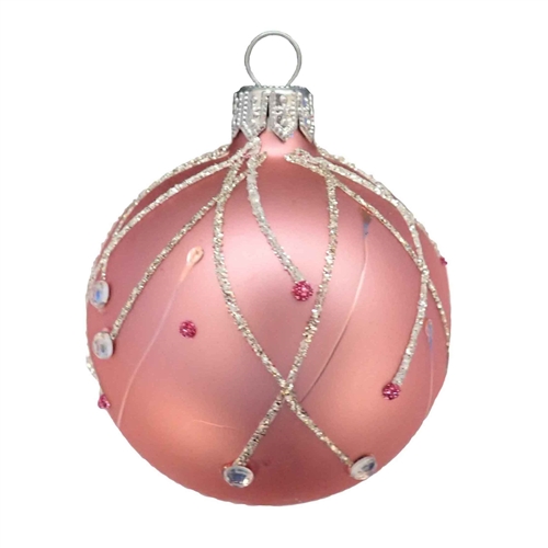 8cm Finja Zartrosa Blown Glass Dark Pink Ball