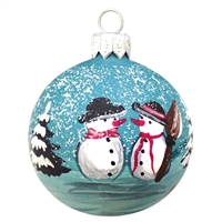 6cm Snowman In Winter Scene Handpainted Kugel - Reg. $29.95