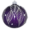 8cm Purple Lilac Silver Leaf Blown Glass X-mas Ball