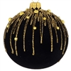 8cm Black Velvet & Gold Glass X-mas Ball (felt-like finish)