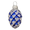 European Dark Blue Pine Cone With Silver Glitter