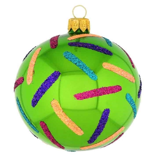 8cm Joy Series Green Colorful Blown Glass Ball