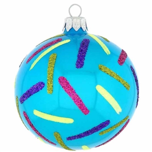 8cm Joy Series Turquoise Colorful Blown Glass Ball