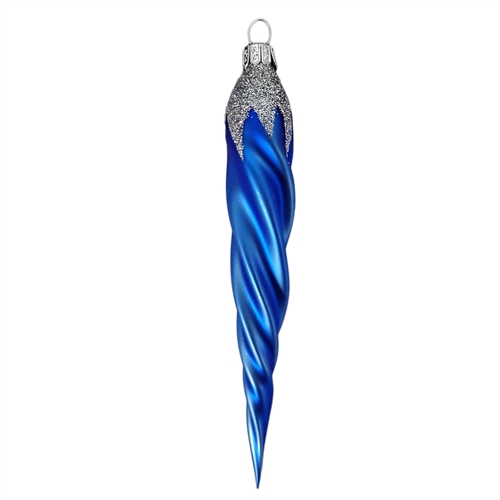 Electric Blue Icicle With Silver Glitter