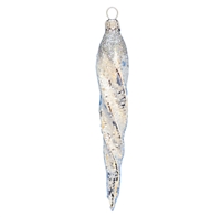 Silver Icicle With White Crystal Frost & Silver Glitter Top
