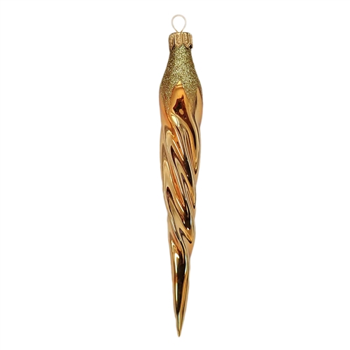 Gold With Gold Glitter European Blown Glass Icicle