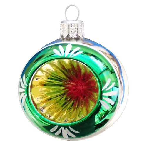 6cm Reflector Ball Retro Green & Silver