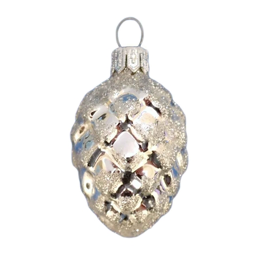 Silver w/Silver Glitter Pine Cone Ornament