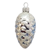 European Pine Cone Silver W/White Glitter