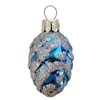 European Light Blue Pine Cone With Silver Glitter