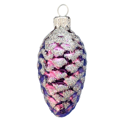 European Purple & Silver Glitter Pine Cone