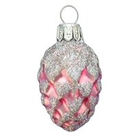 Light Pink Silver Glitter Pine Cone Ornament