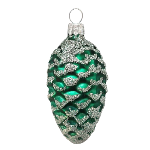 Green & Silver Pine Cone Ornament