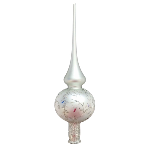 European White Silver Delights Tree Topper Finial