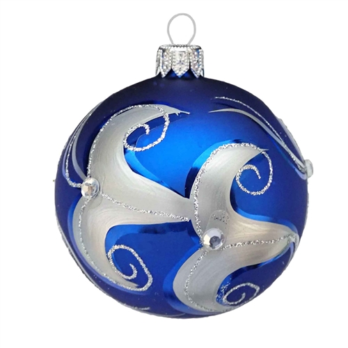 8cm European Blown Glass Crystal Tales Electric Blue Ball