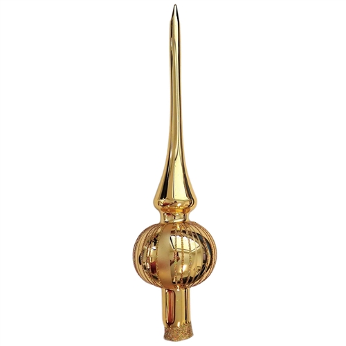 European Gold Fancy Stripes Tree Topper Finial