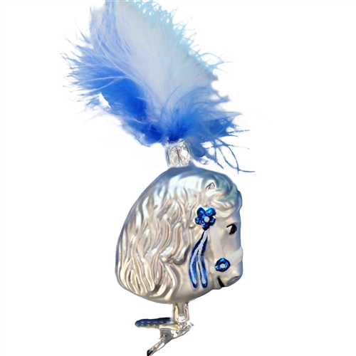 Inge Glas Show Horse With Blue & White Plume