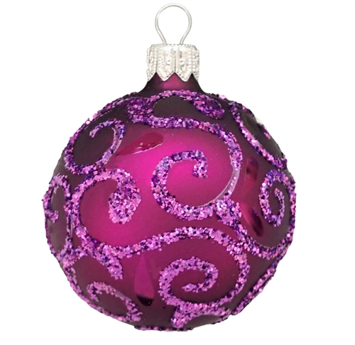 6cm European Royal Purple Glitter Swirl Ball