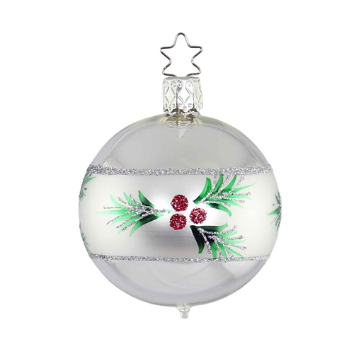 6cm Inge Glas Ball Silver Mistletoe