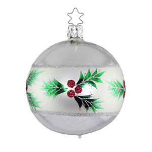 8cm Inge Glas Ball Silver Mistletoe
