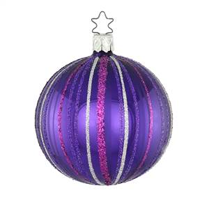 8cm Inge Glas Ball Fancy Stripes Purple