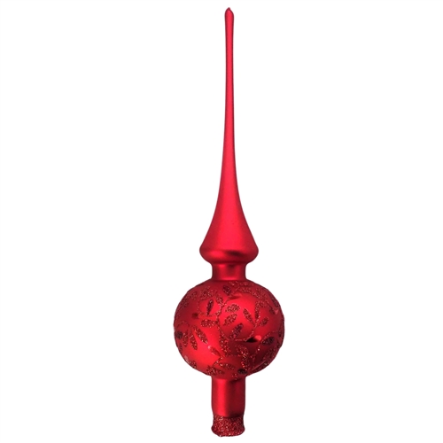 Inge Glas Red Crimson Delights Tree Topper Finial 6cm Ball