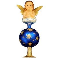 Inge Glas Angel and Blue Ball Tree Topper Finial