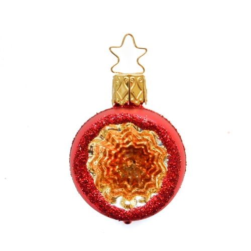 4cm Inge Glas Reflector Ball Red With Gold/Orange