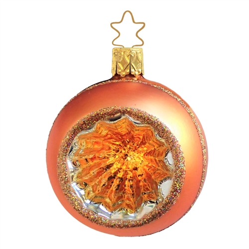 6cm Inge Glas Copper Reflector Ball W/ Orange & Gold