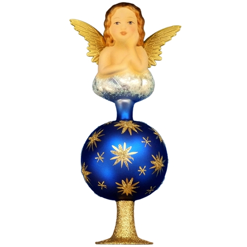 Inge Glas Angel and Blue Ball Tree Topper Finial