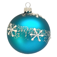 8cm Turquoise White Snow Crystal Snowflake Ball