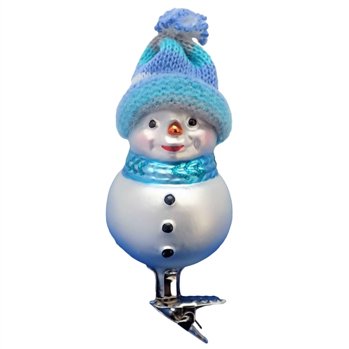 Inge Glas Snowman With Blue Knit Hat